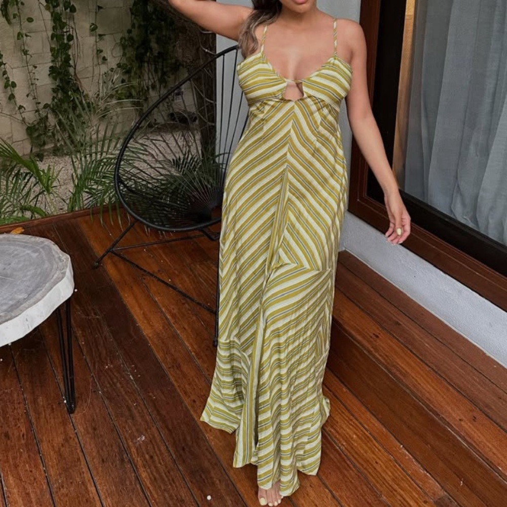 Striped Green Maxi Dress